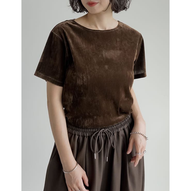 [2点セット]カットベロアホルターネックビスチェ×Ｔシャツ | Re:EDIT | 詳細画像21 