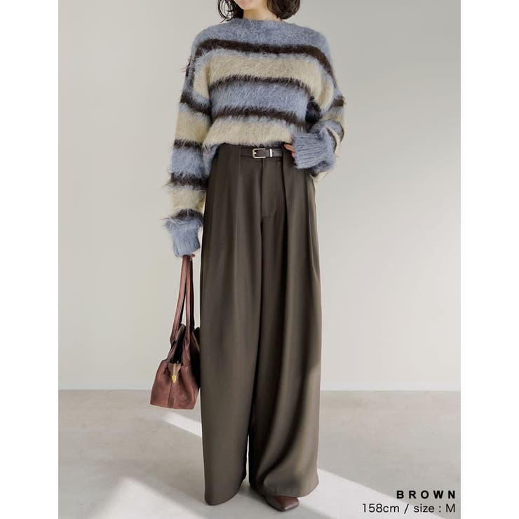 [低身長/高身長サイズ有]タックベルトループデザインワイドパンツ | Re:EDIT | 詳細画像12 