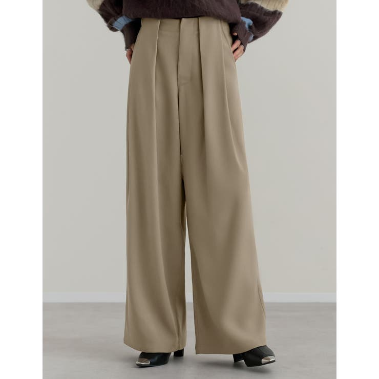 [低身長/高身長サイズ有]タックベルトループデザインワイドパンツ | Re:EDIT | 詳細画像5 