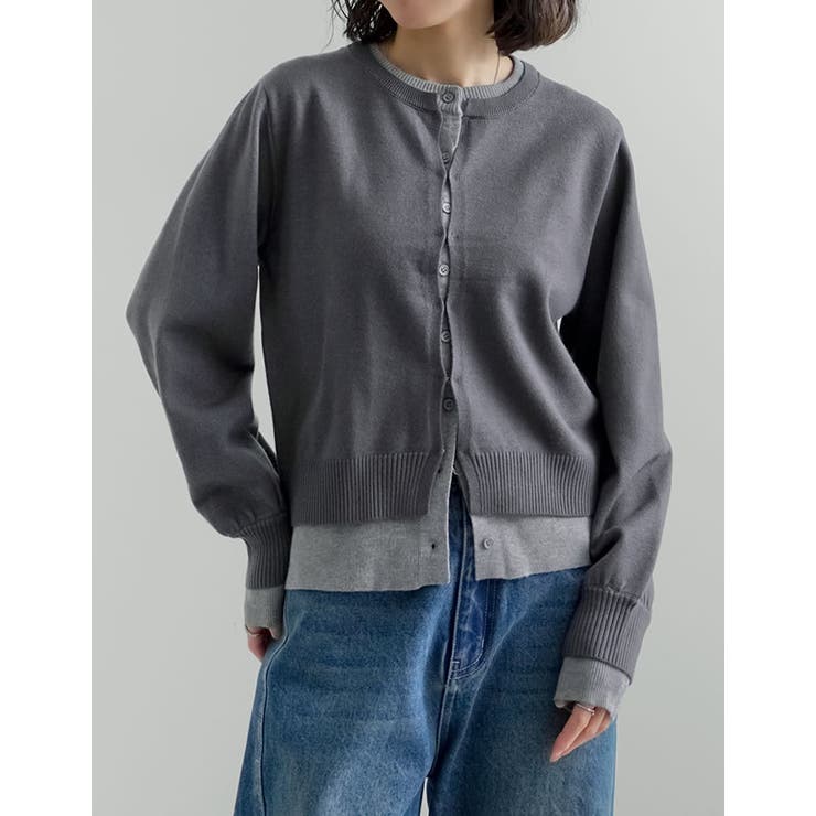 [2025AW COLLECTION]クルーネックレイヤード風カーディガン | Re:EDIT | 詳細画像9 