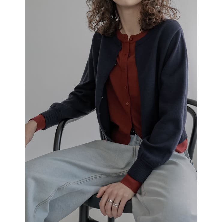 [2025AW COLLECTION]クルーネックレイヤード風カーディガン | Re:EDIT | 詳細画像30 