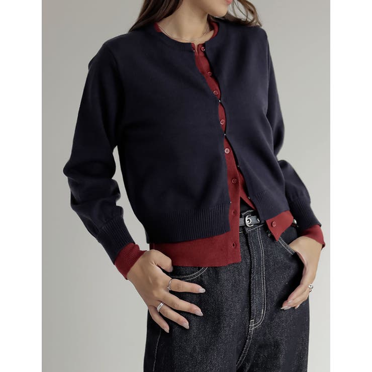 [2025AW COLLECTION]クルーネックレイヤード風カーディガン | Re:EDIT | 詳細画像33 