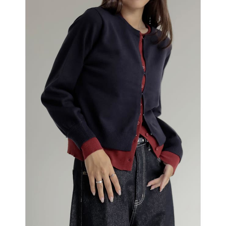 [2025AW COLLECTION]クルーネックレイヤード風カーディガン | Re:EDIT | 詳細画像35 