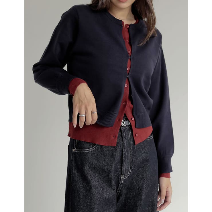 [2025AW COLLECTION]クルーネックレイヤード風カーディガン | Re:EDIT | 詳細画像36 