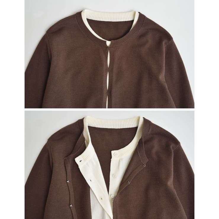 [2025AW COLLECTION]クルーネックレイヤード風カーディガン | Re:EDIT | 詳細画像38 