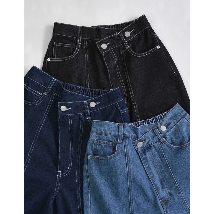 ウエストアシンメトリーストレートデニムパンツ | Re:EDIT | 詳細画像2 