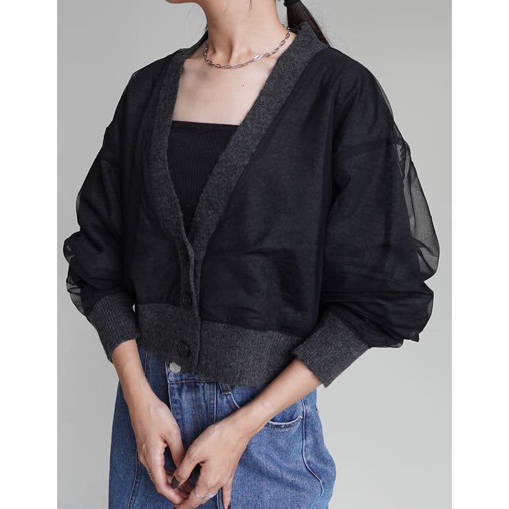 チュールレイヤードニットカーディガン | Re:EDIT | 詳細画像4 