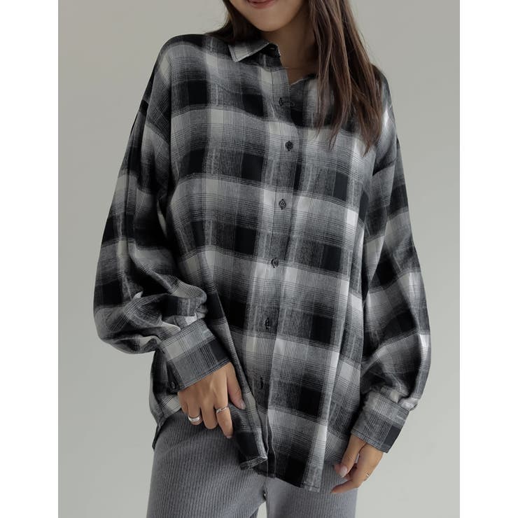 ブラック(501) | [2025AW COLLECTION]オンブレチェックオーバーサイズシャツ | Re:EDIT