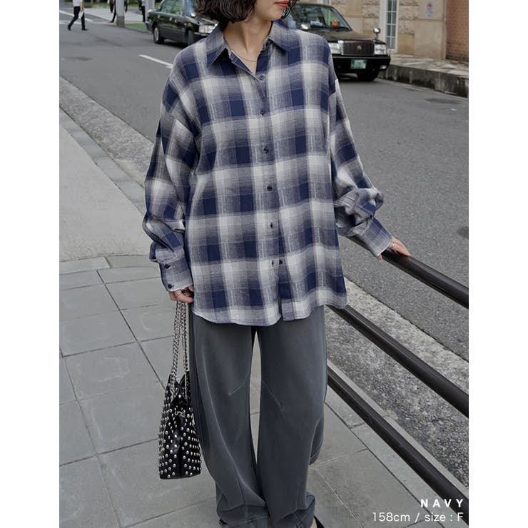 [2025AW COLLECTION]オンブレチェックオーバーサイズシャツ | Re:EDIT | 詳細画像15 