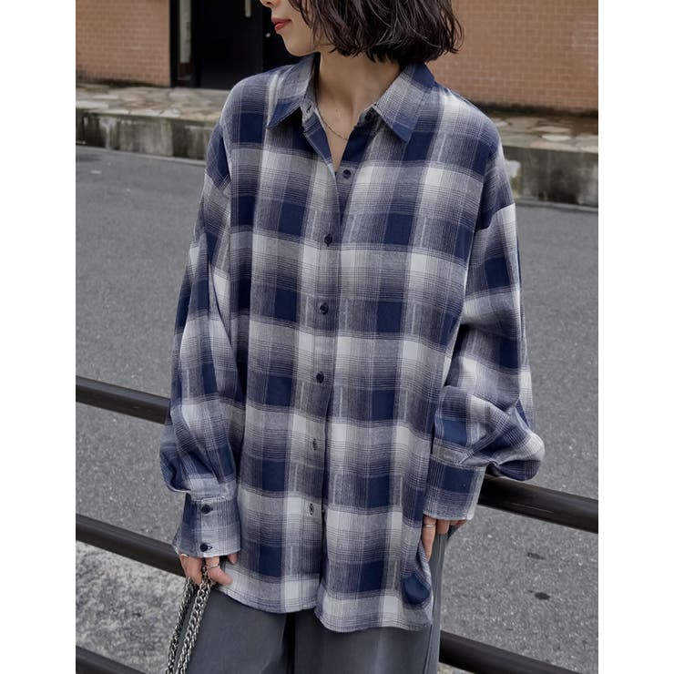 [2025AW COLLECTION]オンブレチェックオーバーサイズシャツ | Re:EDIT | 詳細画像16 