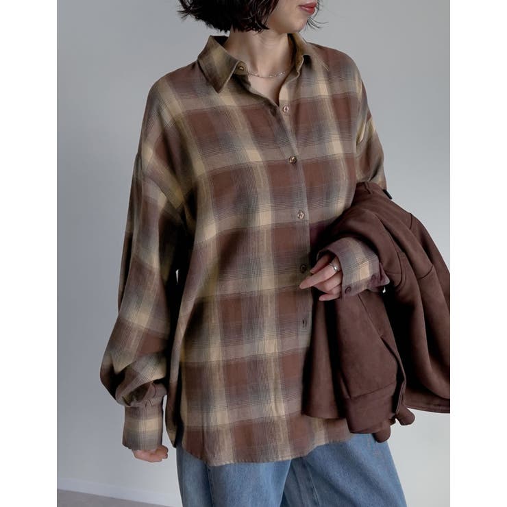 [2025AW COLLECTION]オンブレチェックオーバーサイズシャツ | Re:EDIT | 詳細画像8 