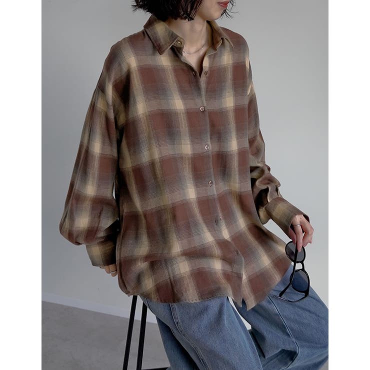 [2025AW COLLECTION]オンブレチェックオーバーサイズシャツ | Re:EDIT | 詳細画像22 