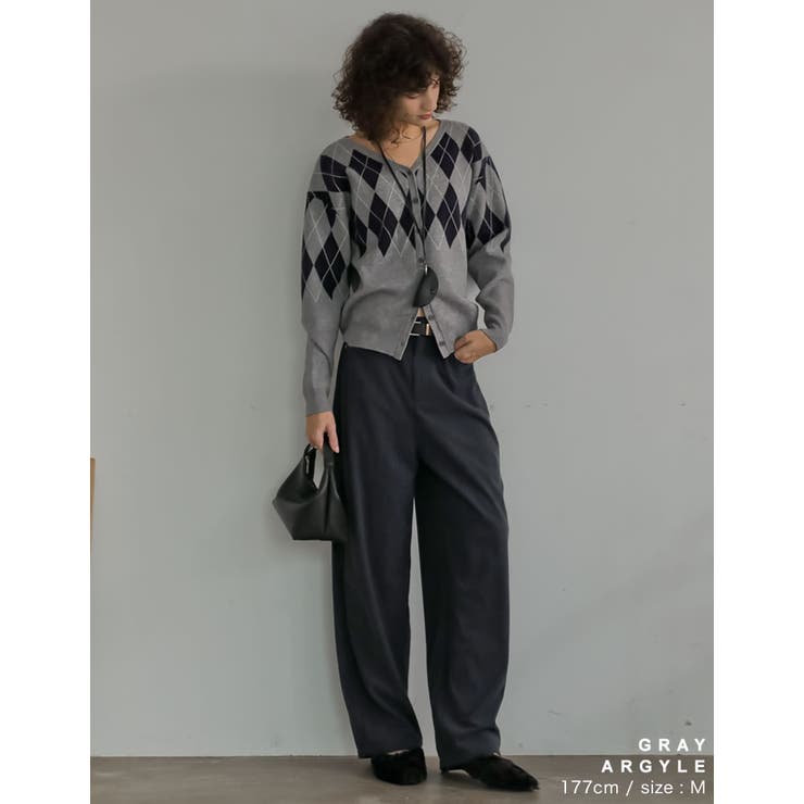 無地orアーガイル2WAYジャガードニットカーディガン | Re:EDIT | 詳細画像8 