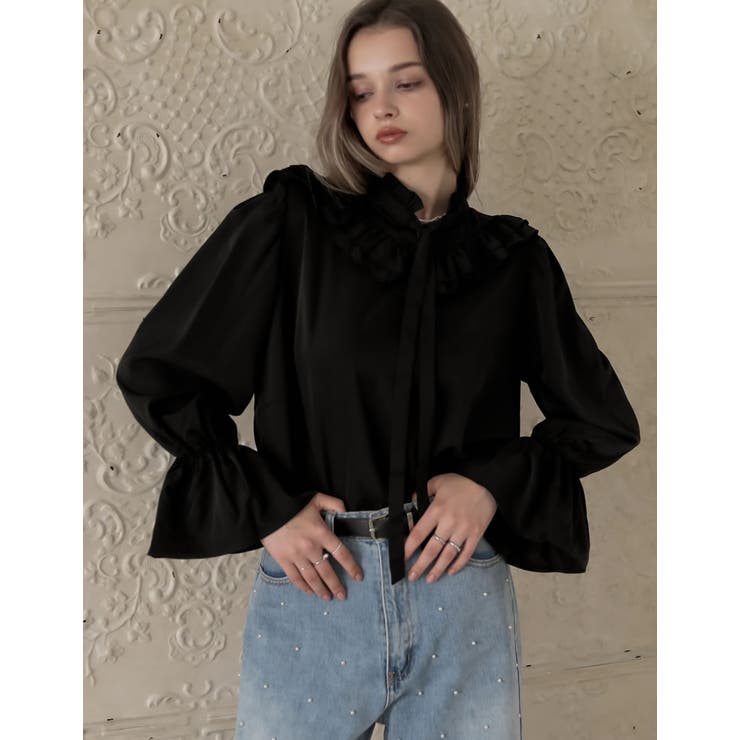 フレアスリーブフリルカッティングボウタイリボンブラウス | Re:EDIT | 詳細画像13 