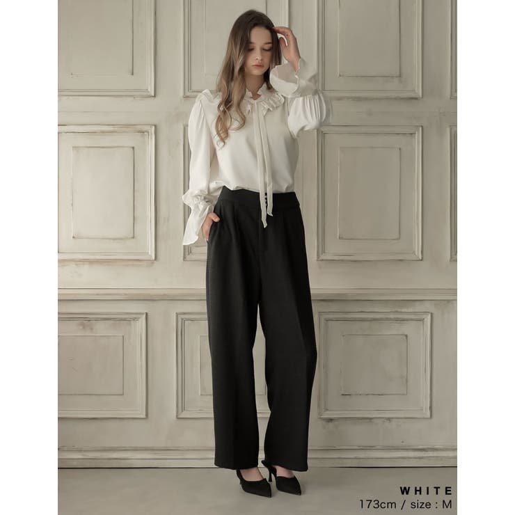 フレアスリーブフリルカッティングボウタイリボンブラウス | Re:EDIT | 詳細画像7 