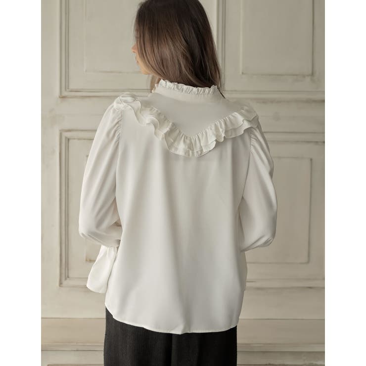 フレアスリーブフリルカッティングボウタイリボンブラウス | Re:EDIT | 詳細画像8 