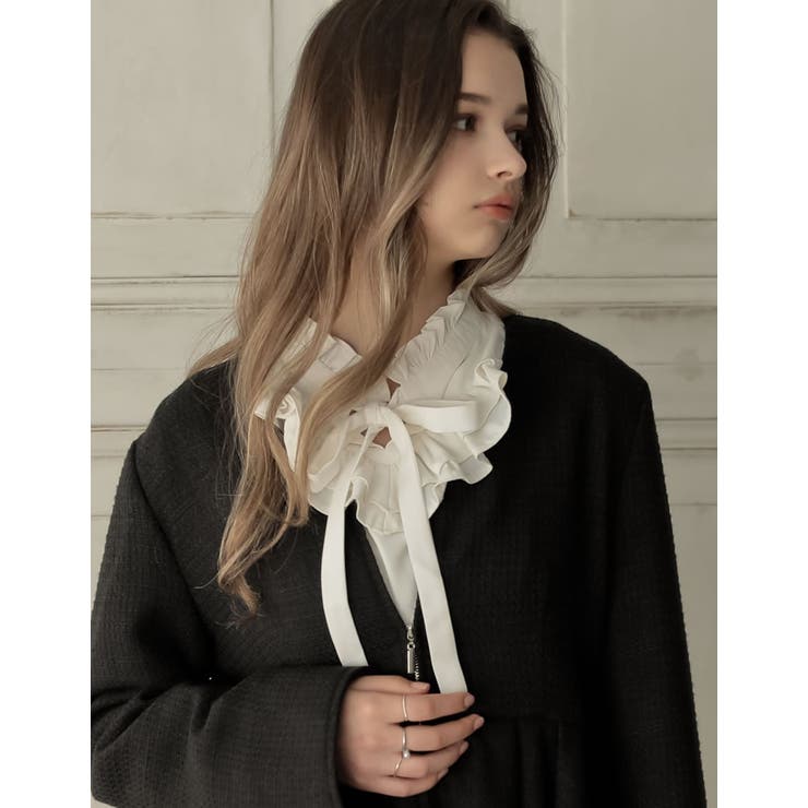 フレアスリーブフリルカッティングボウタイリボンブラウス | Re:EDIT | 詳細画像9 