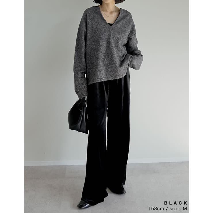 ラメ裏毛スウェット深Vネックプルオーバー | Re:EDIT | 詳細画像12 