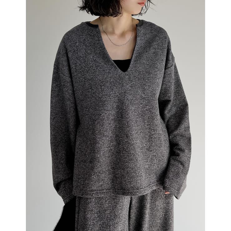 ラメ裏毛スウェット深Vネックプルオーバー | Re:EDIT | 詳細画像3 