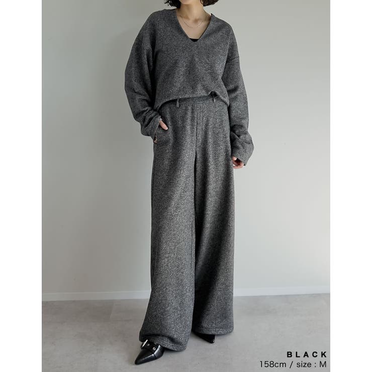 ラメ裏毛スウェット深Vネックプルオーバー | Re:EDIT | 詳細画像9 