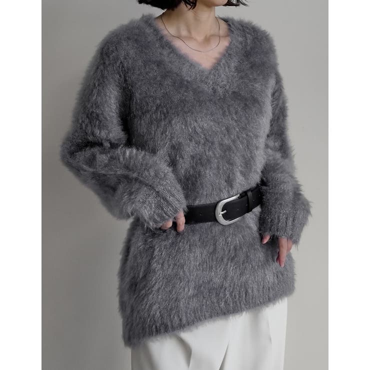 グレー(503) | [2025AW COLLECTION]ネコヤーンVネックニットプルオーバー | Re:EDIT
