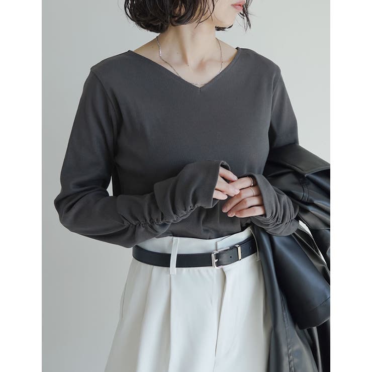 [乾燥機対応][汗じみ防止][UVカット]選べるネックデザインリブカットソー袖ギ… | Re:EDIT | 詳細画像17 