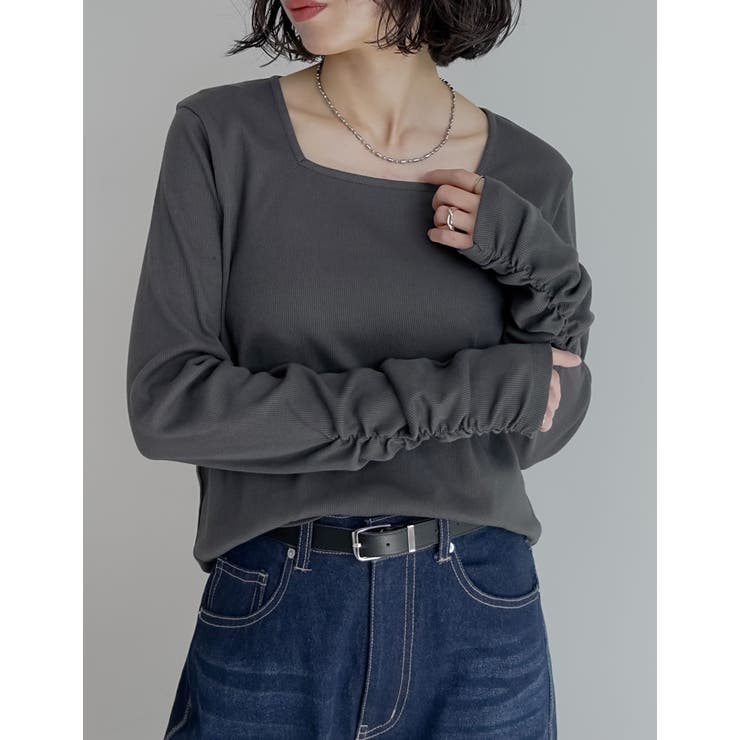 [乾燥機対応][汗じみ防止][UVカット]選べるネックデザインリブカットソー袖ギ… | Re:EDIT | 詳細画像22 