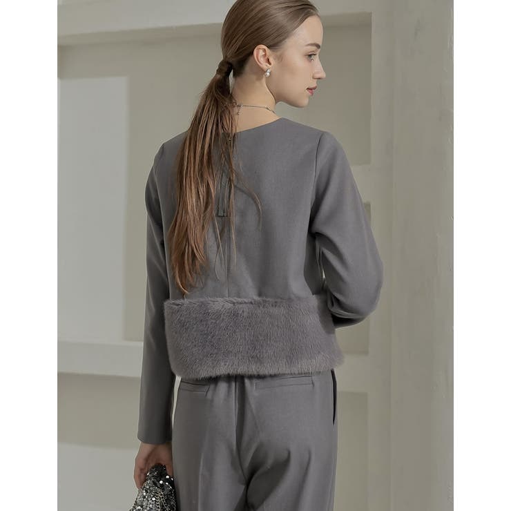 微起毛ツイル裾ファー切り替え長袖トップス | Re:EDIT | 詳細画像13 