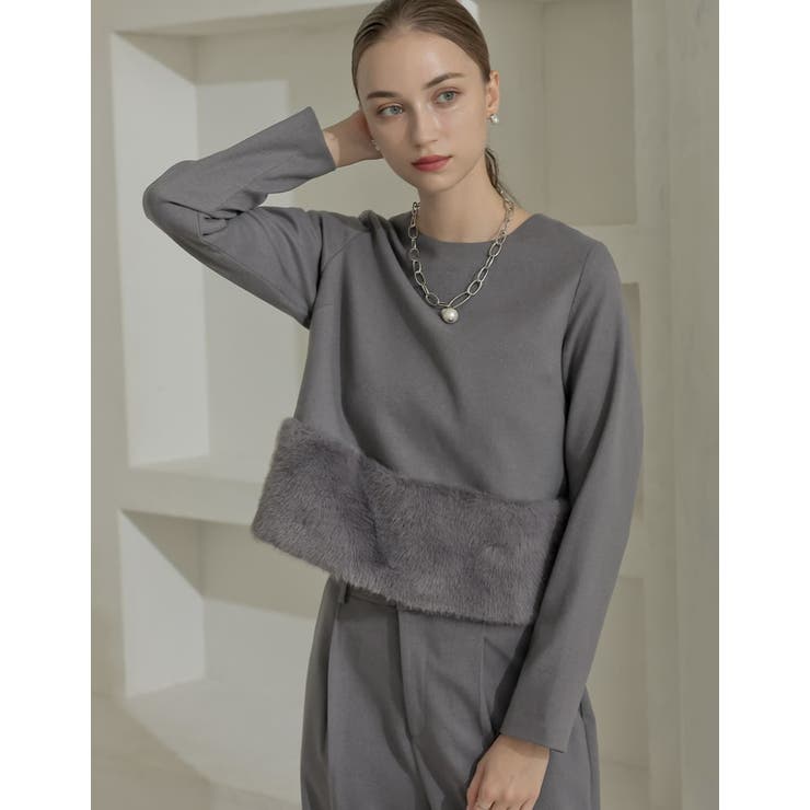 微起毛ツイル裾ファー切り替え長袖トップス | Re:EDIT | 詳細画像14 