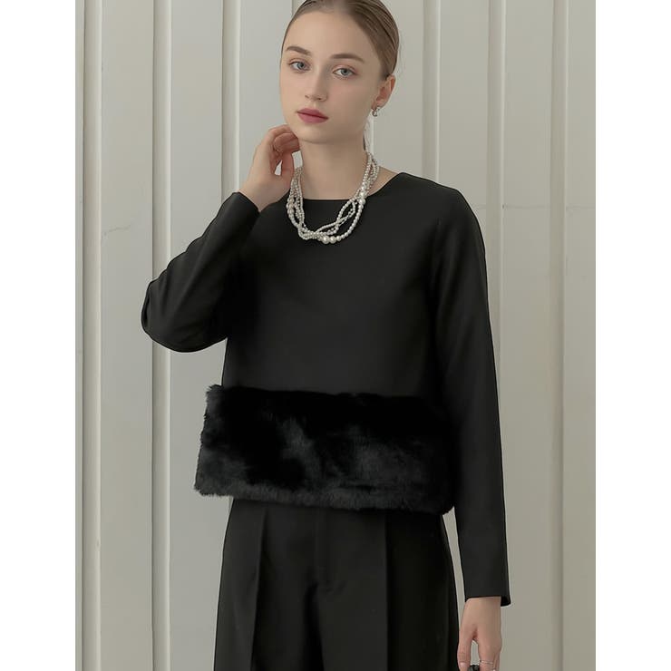 微起毛ツイル裾ファー切り替え長袖トップス | Re:EDIT | 詳細画像3 