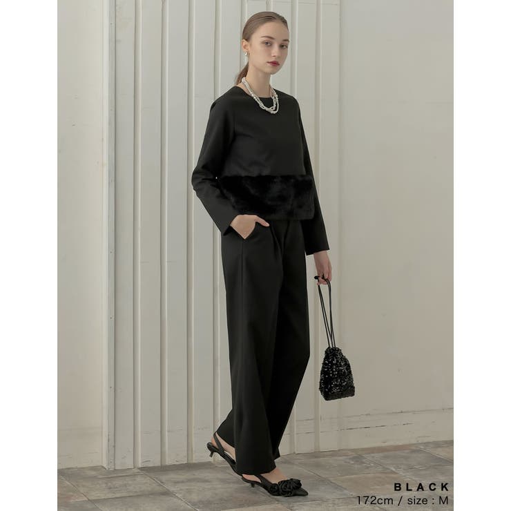 微起毛ツイル裾ファー切り替え長袖トップス | Re:EDIT | 詳細画像9 