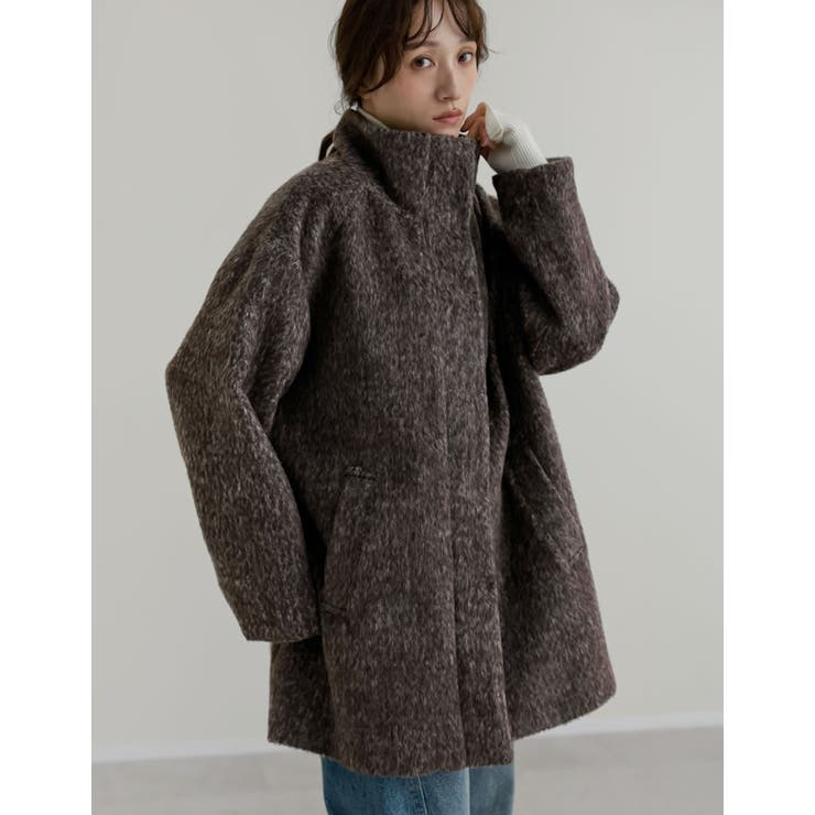 [低身長サイズ有]ミックスシャギースタンドカラーベルト付きコート | Re:EDIT | 詳細画像21 