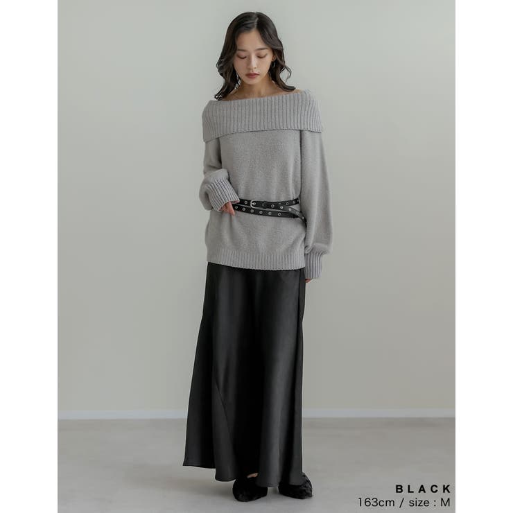 シワ加工サテン切り替えナロースカート | Re:EDIT | 詳細画像11 