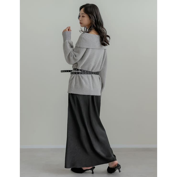 シワ加工サテン切り替えナロースカート | Re:EDIT | 詳細画像12 