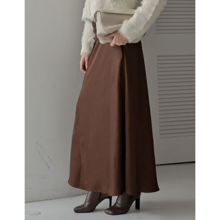 シワ加工サテン切り替えナロースカート | Re:EDIT | 詳細画像3 