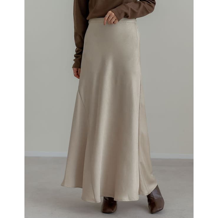 シワ加工サテン切り替えナロースカート | Re:EDIT | 詳細画像6 