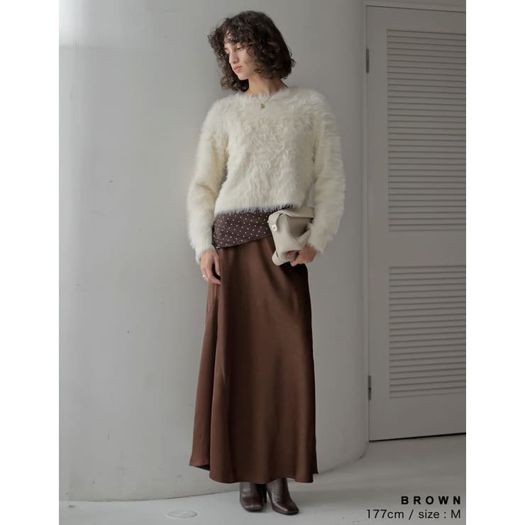 シワ加工サテン切り替えナロースカート | Re:EDIT | 詳細画像8 