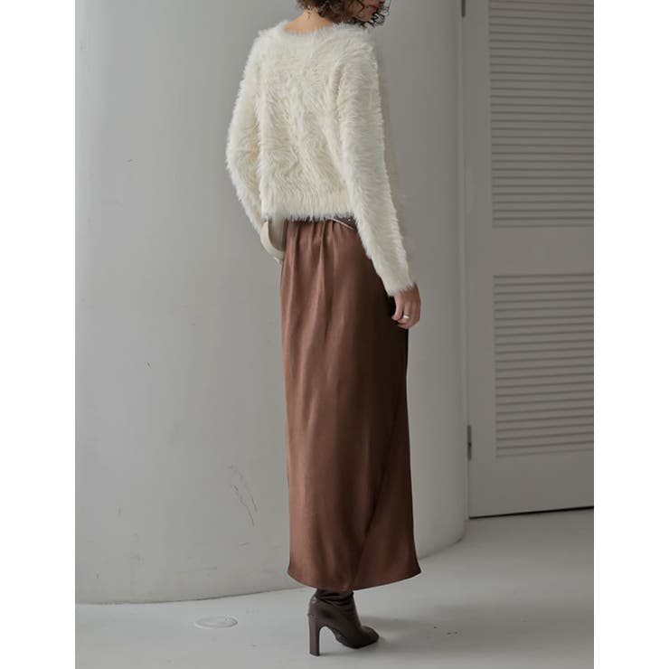 シワ加工サテン切り替えナロースカート | Re:EDIT | 詳細画像9 