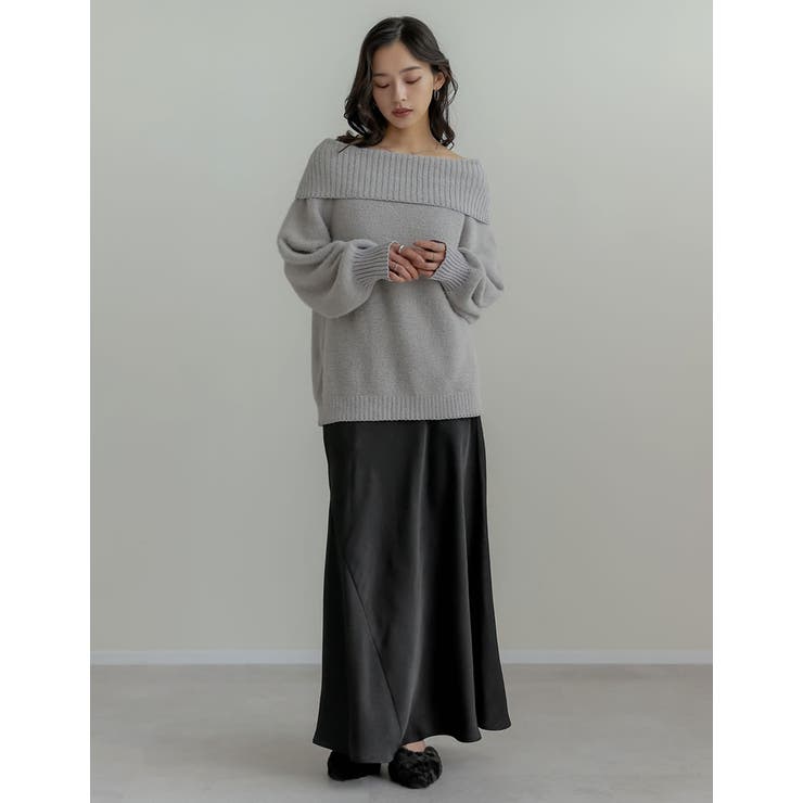 シワ加工サテン切り替えナロースカート | Re:EDIT | 詳細画像23 