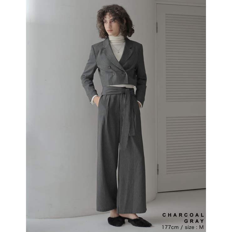 微起毛ストライプショートテーラードジャケット | Re:EDIT | 詳細画像12 