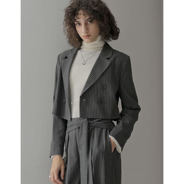 微起毛ストライプショートテーラードジャケット | Re:EDIT | 詳細画像13 