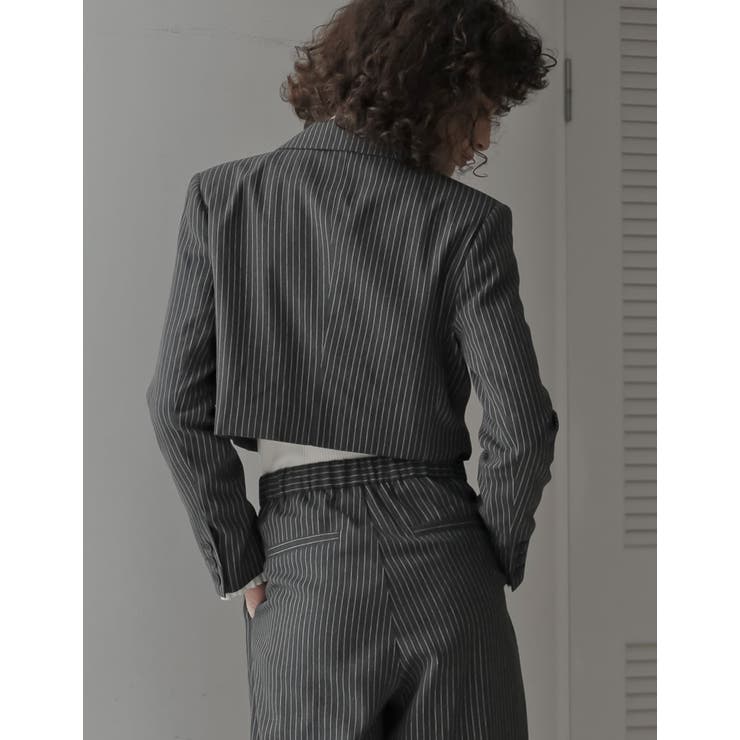 微起毛ストライプショートテーラードジャケット | Re:EDIT | 詳細画像15 