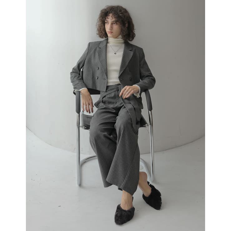 微起毛ストライプショートテーラードジャケット | Re:EDIT | 詳細画像17 