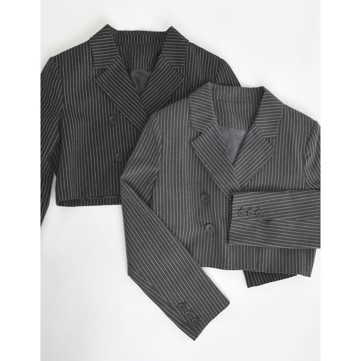 微起毛ストライプショートテーラードジャケット | Re:EDIT | 詳細画像2 