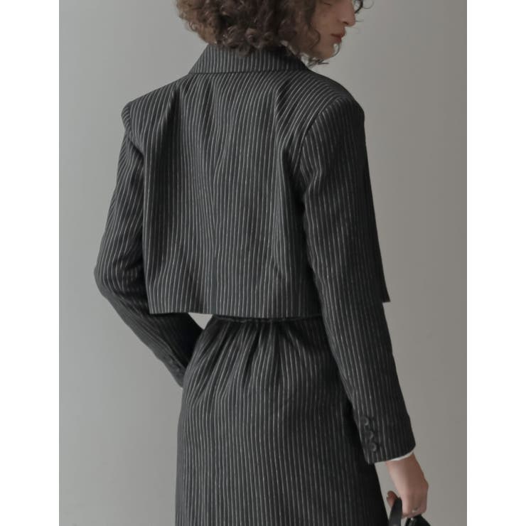 微起毛ストライプショートテーラードジャケット | Re:EDIT | 詳細画像9 