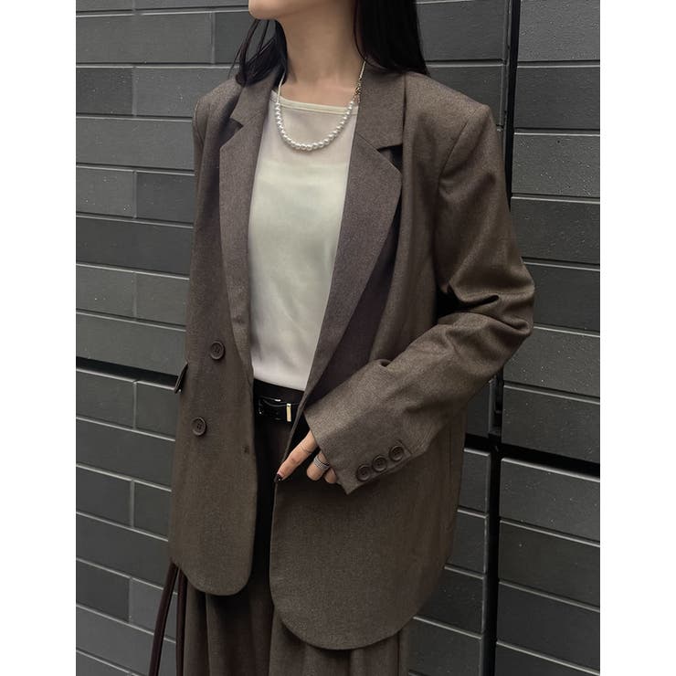 ミックスツイードorストライプダブルテーラードジャケット | Re:EDIT | 詳細画像14 