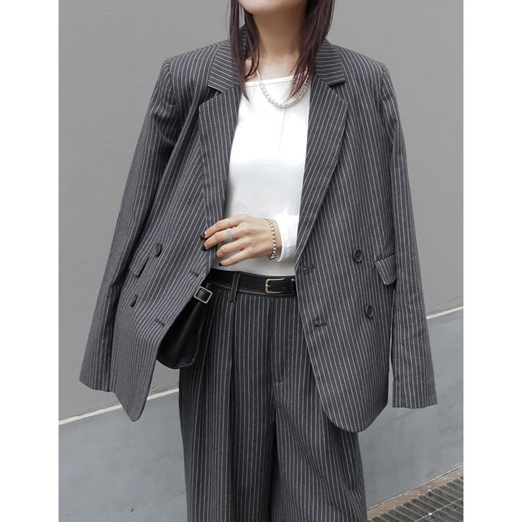 ミックスツイードorストライプダブルテーラードジャケット | Re:EDIT | 詳細画像16 