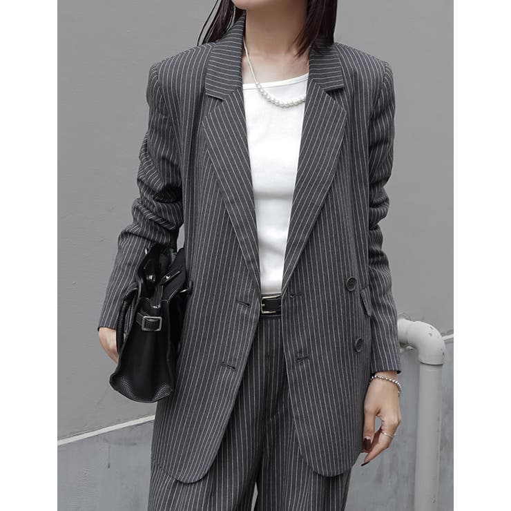 ミックスツイードorストライプダブルテーラードジャケット | Re:EDIT | 詳細画像5 