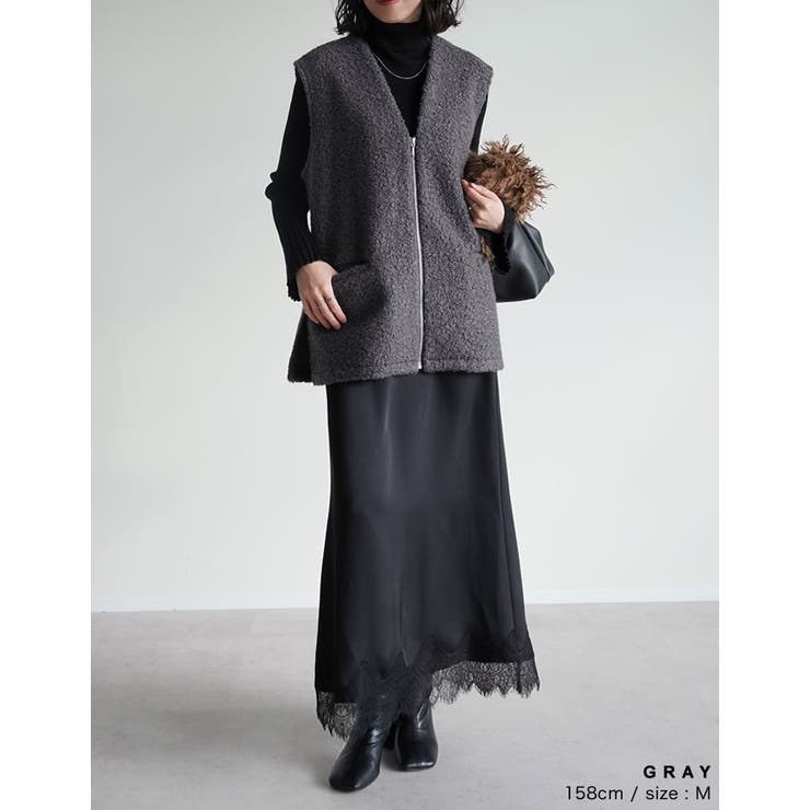 フェイクボアファスナー付きベスト | Re:EDIT | 詳細画像6 