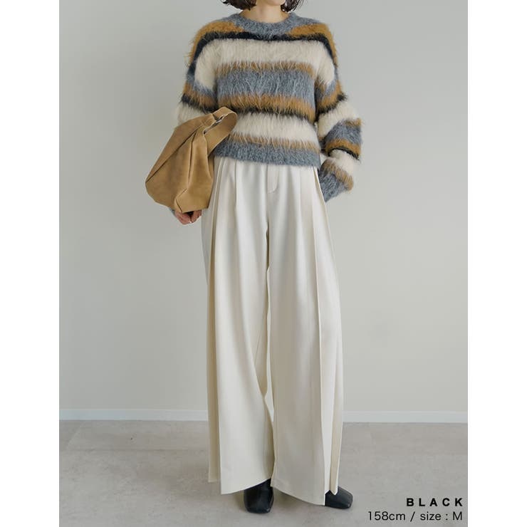 [2025 WINTER COLLECTION]シャギーニットマルチボーダーショ… | Re:EDIT | 詳細画像11 